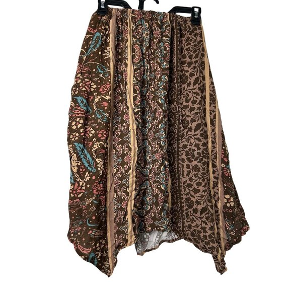 NWT Earthbound Trading Asymmetrical Brown Drawstring Skirt Boho Hippie Small - Picture 7 of 9